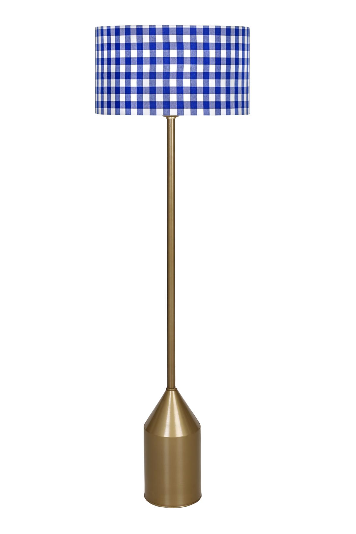 Vinner Pencil Modern Tekli Metal Tek Ayaklı Silindir Lambader Beyaz - Mavi
