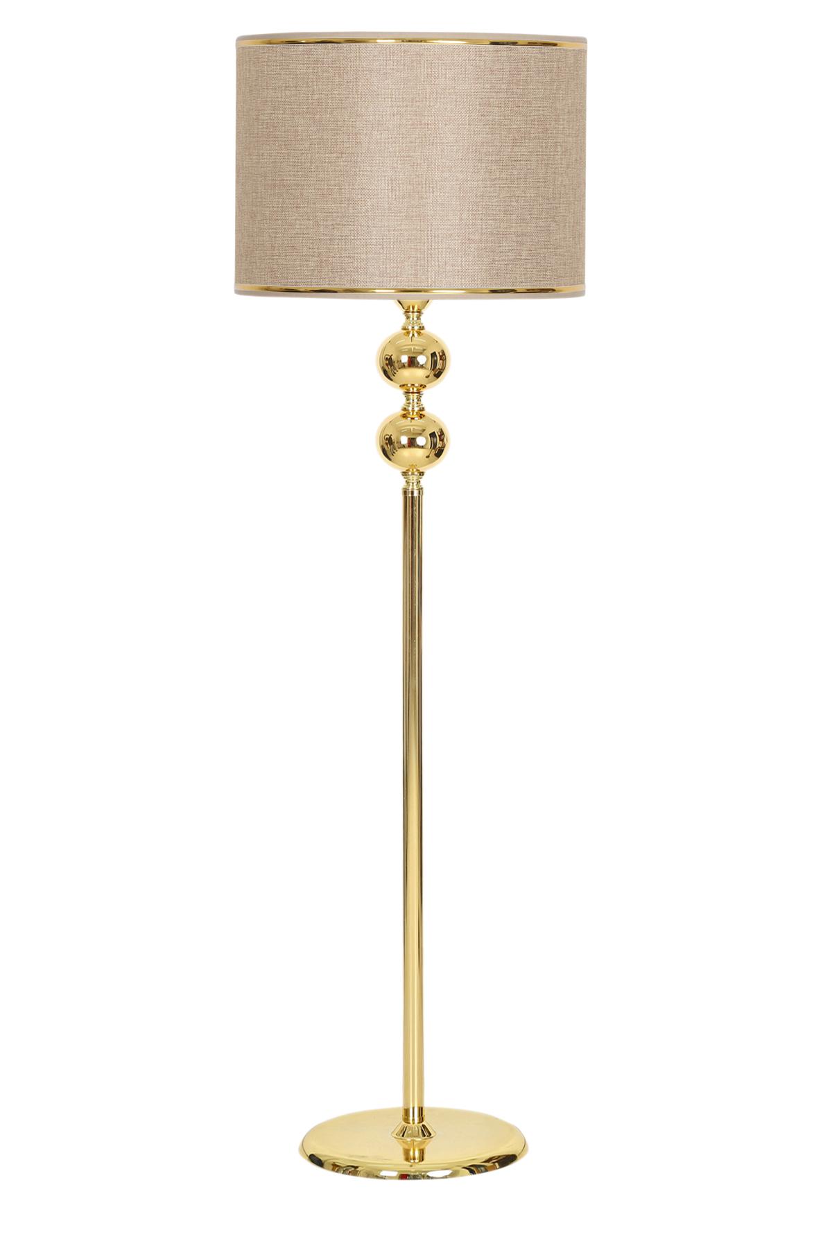 Vinner Gold Kaplama Çift Küre Modern Tekli Metal Tek Ayaklı Silindir Lambader Kum Beji
