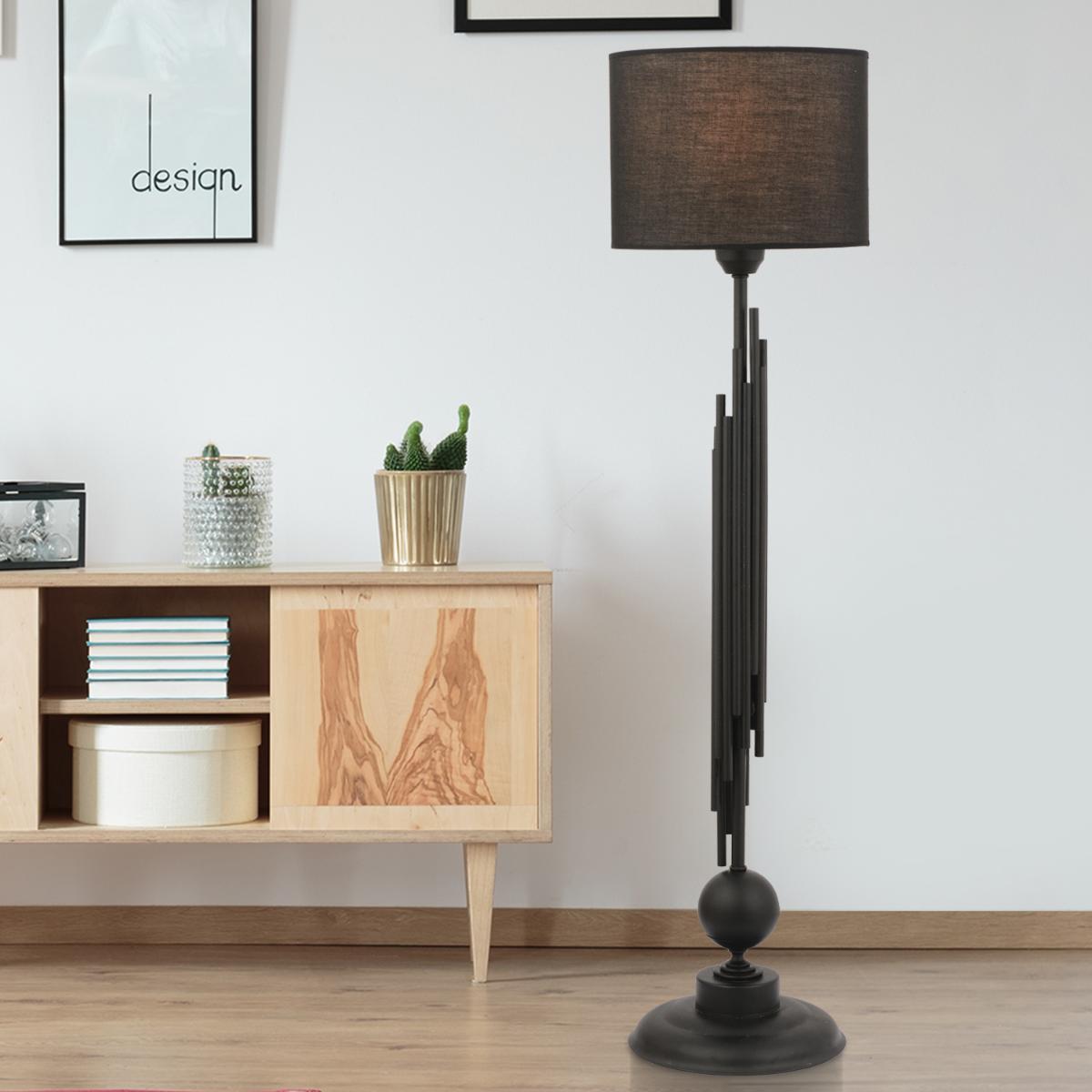 Apliqa Modern Tekli Metal Tek Ayaklı Silindir Lambader Siyah