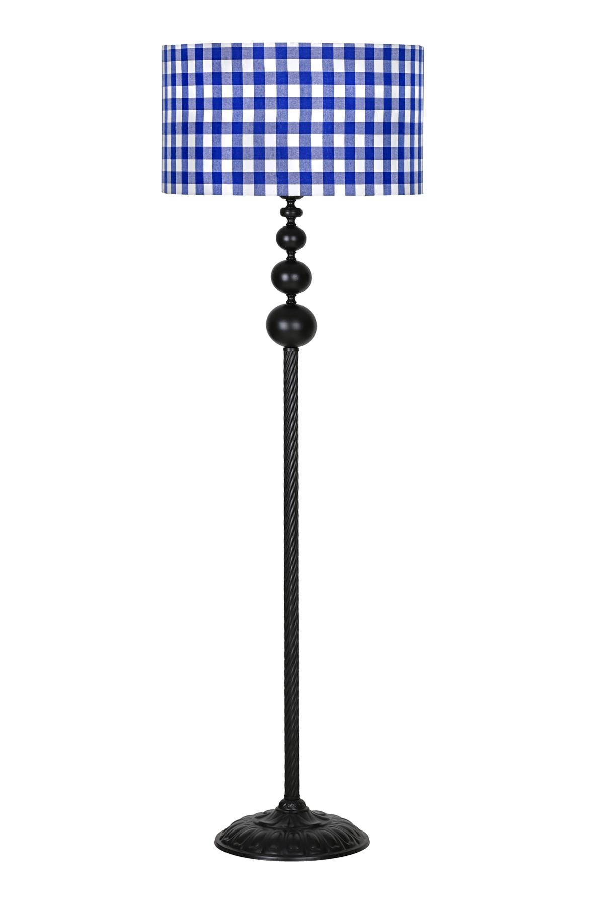 Vinner Grasse Modern Tekli Metal Tek Ayaklı Silindir Lambader Beyaz - Mavi
