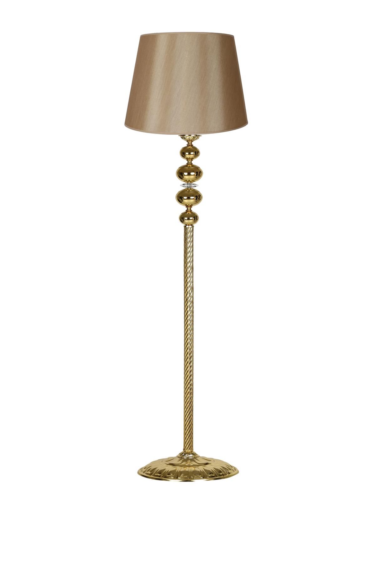 Vinner Gold Burgulu 4'lü Küre Kristal Vintage Tekli Metal Tek Ayaklı Şapka Lambader Vizon
