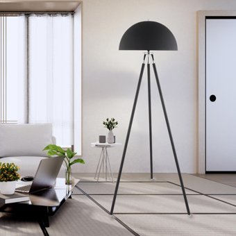 Apliqa Modern Tekli Metal 3 Ayaklı Yuvarlak Lambader Siyah