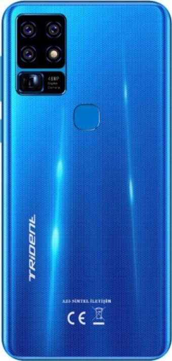 Trident A25 128 Gb Hafıza 6 Gb Ram 6.53 İnç 48 MP Ips Lcd Ekran Android Akıllı Cep Telefonu Mavi