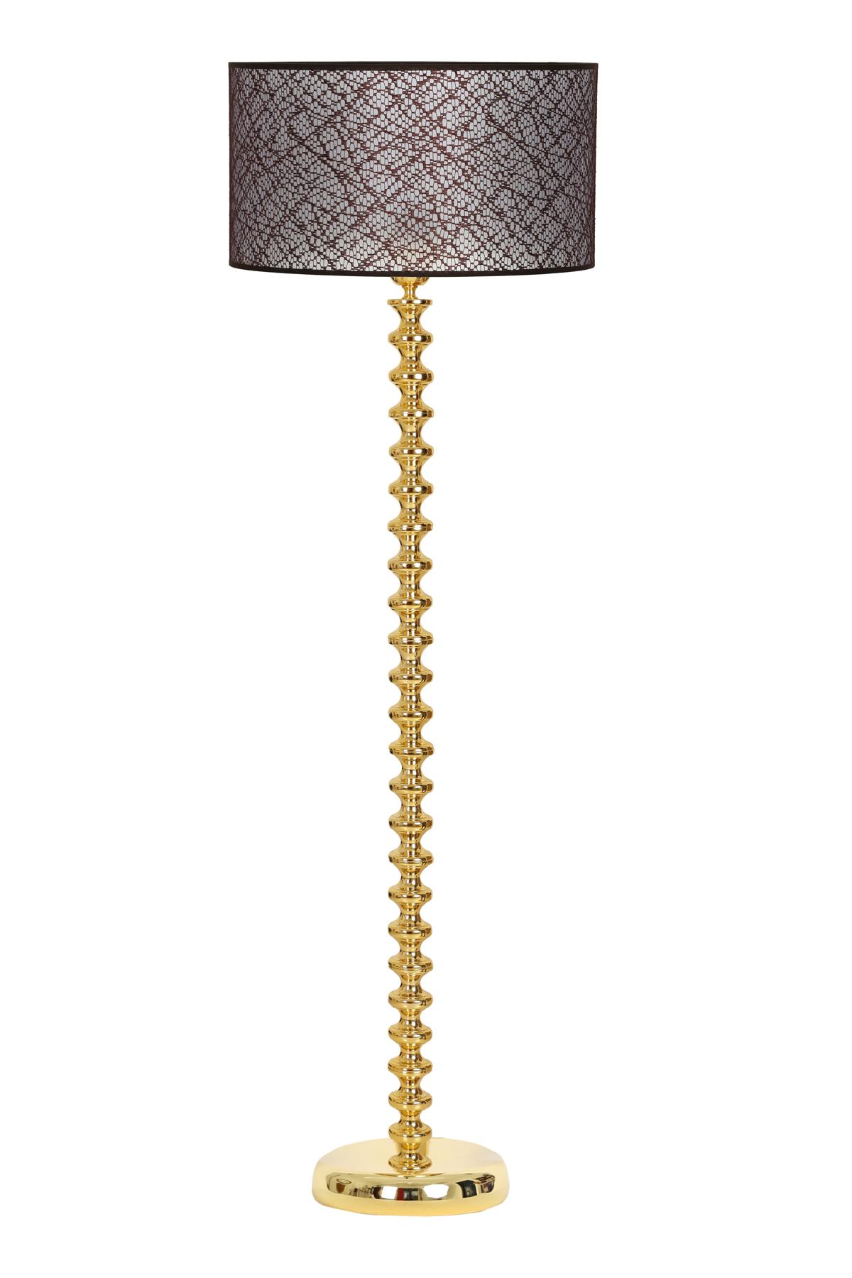 Vinner Jasmine Series 5802 Modern Tekli Metal Tek Ayaklı Silindir Lambader Koyu Kahverengi