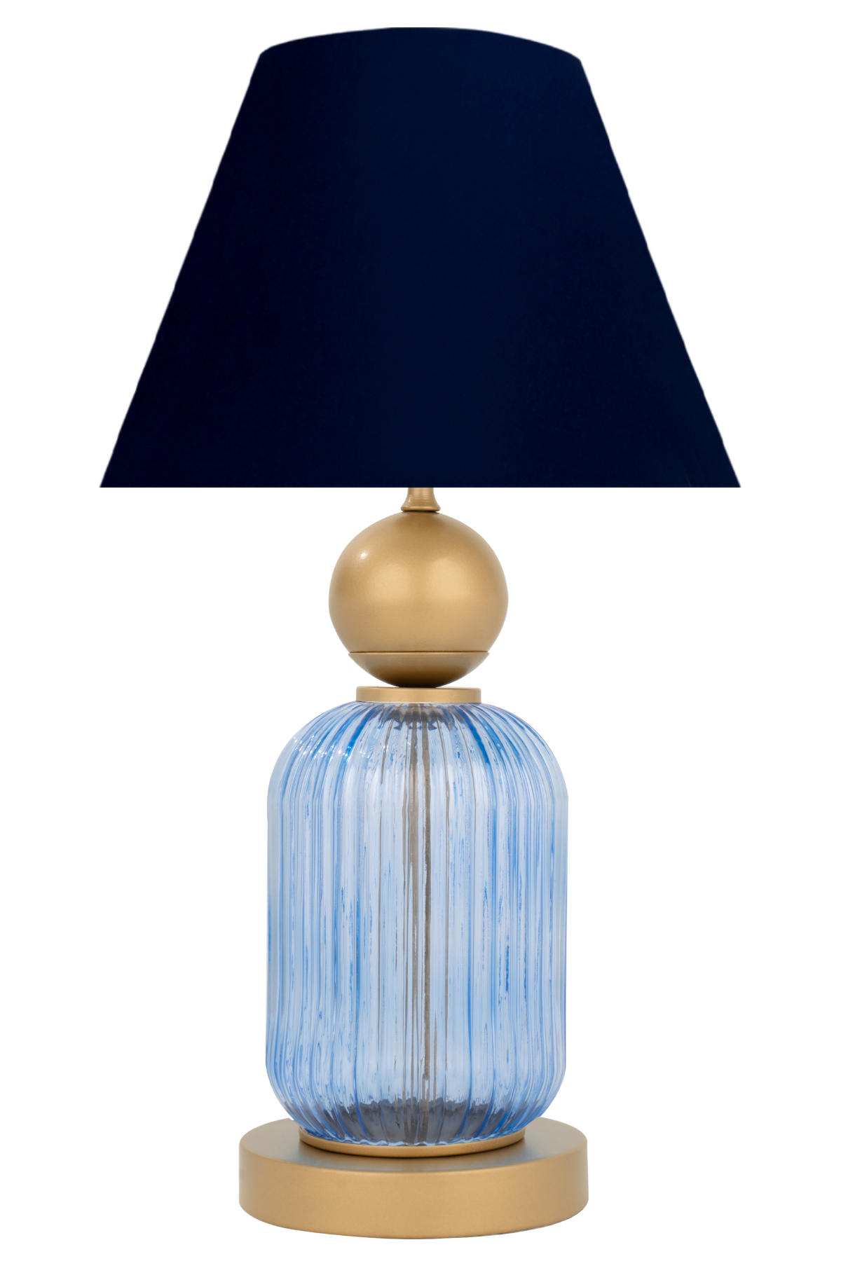 Minimal E-Ticaret Lotus Royal Blue Koni Tekli Metal Tek Ayaklı Abajur Lacivert