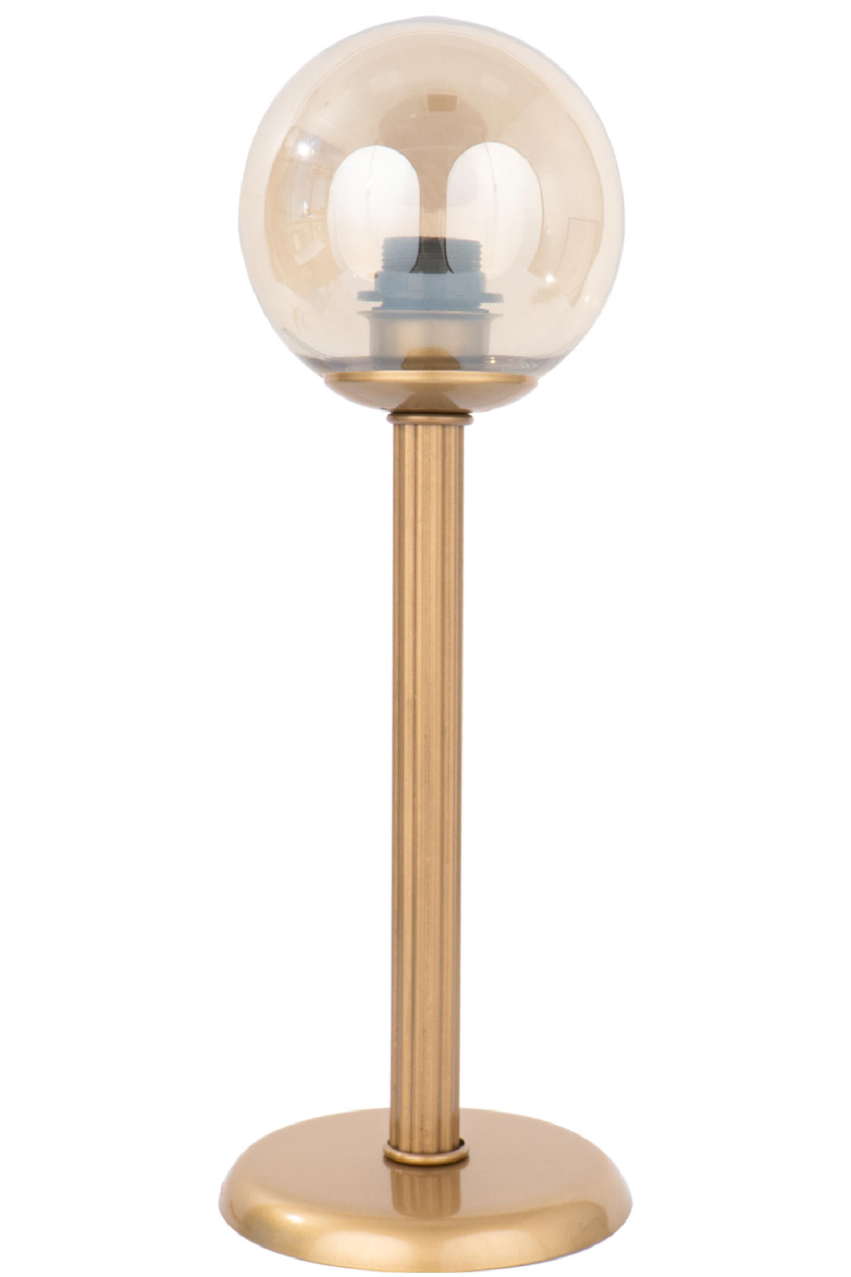 Minimal E-Ticaret Line Balloon Golden Tekli Cam Tek Ayaklı Abajur Bej