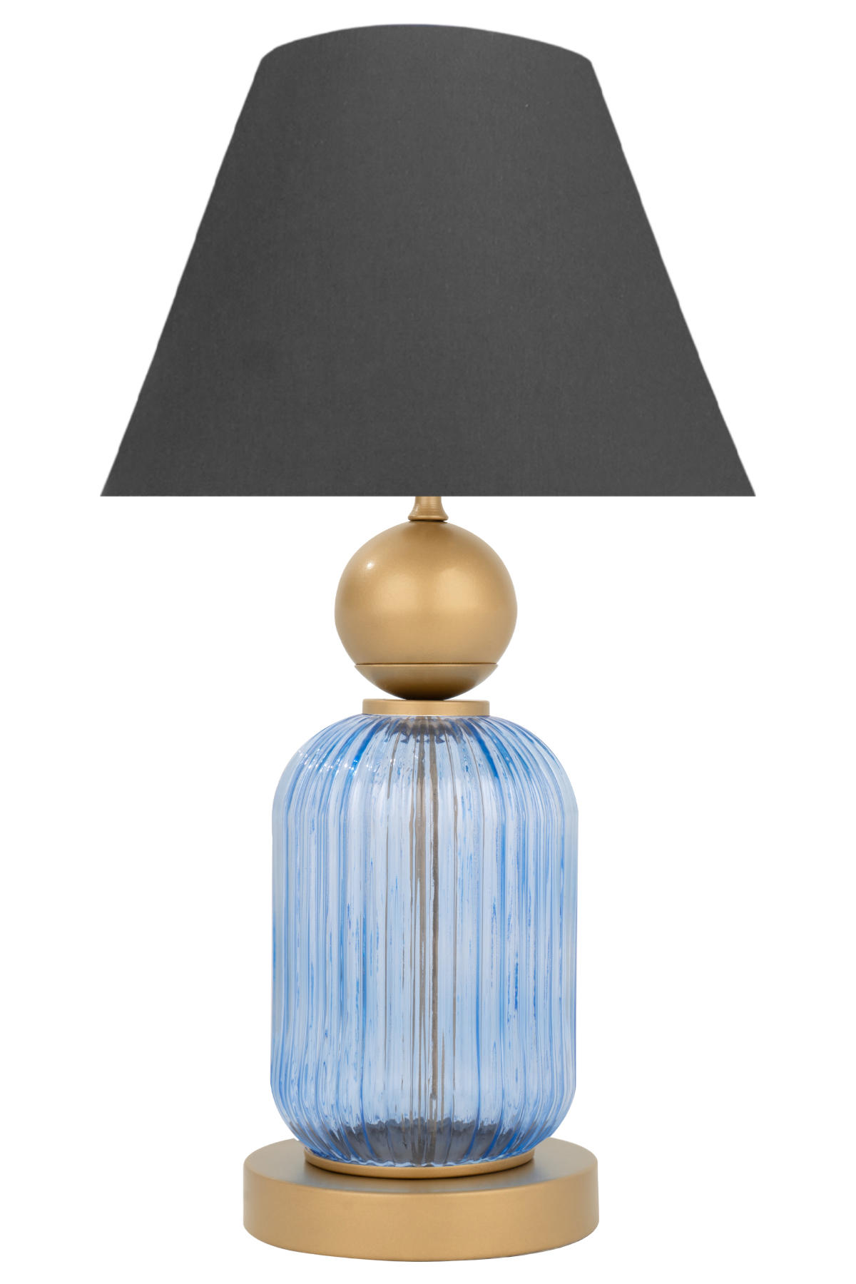 Minimal E-Ticaret Lotus Royal Blue Koni Tekli Metal Tek Ayaklı Abajur Füme