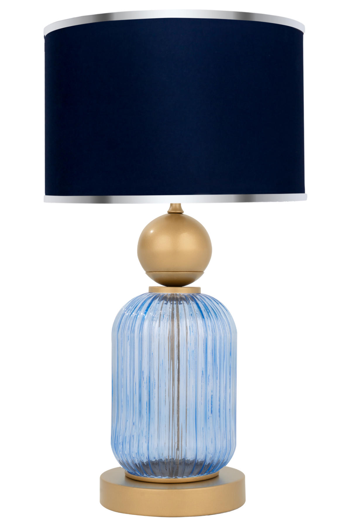 Minimal E-Ticaret Lotus Royal Blue Tekli Metal Tek Ayaklı Abajur Lacivert