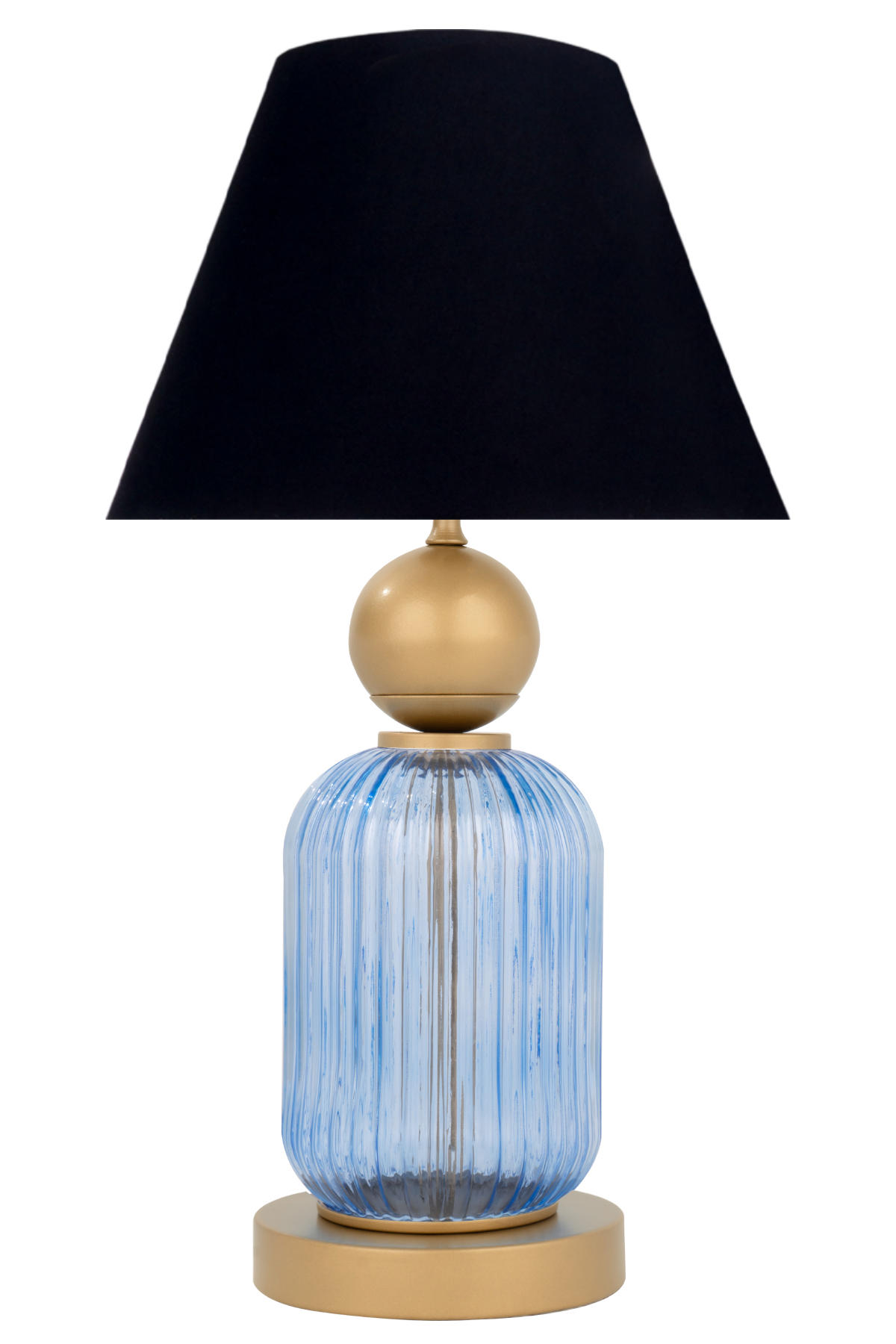 Minimal E-Ticaret Lotus Royal Blue Koni Tekli Metal Tek Ayaklı Abajur Siyah