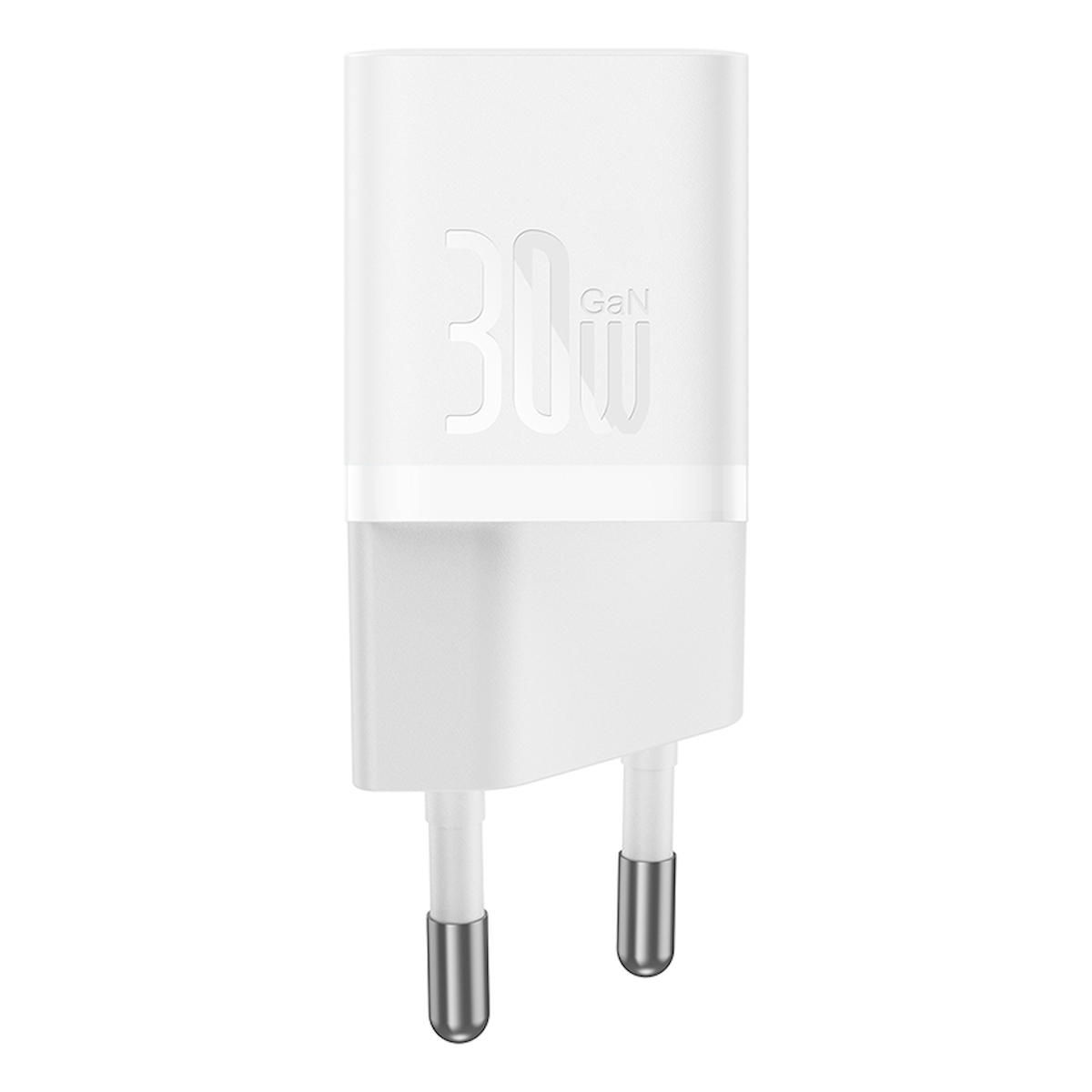 Baseus GaN5 Mini Universal Kablolu 30 W Hızlı Şarj Aleti Beyaz