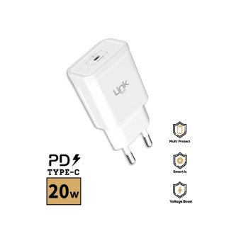 Linktech iPhone USB Kablolu 20 W Hızlı Şarj Aleti Beyaz