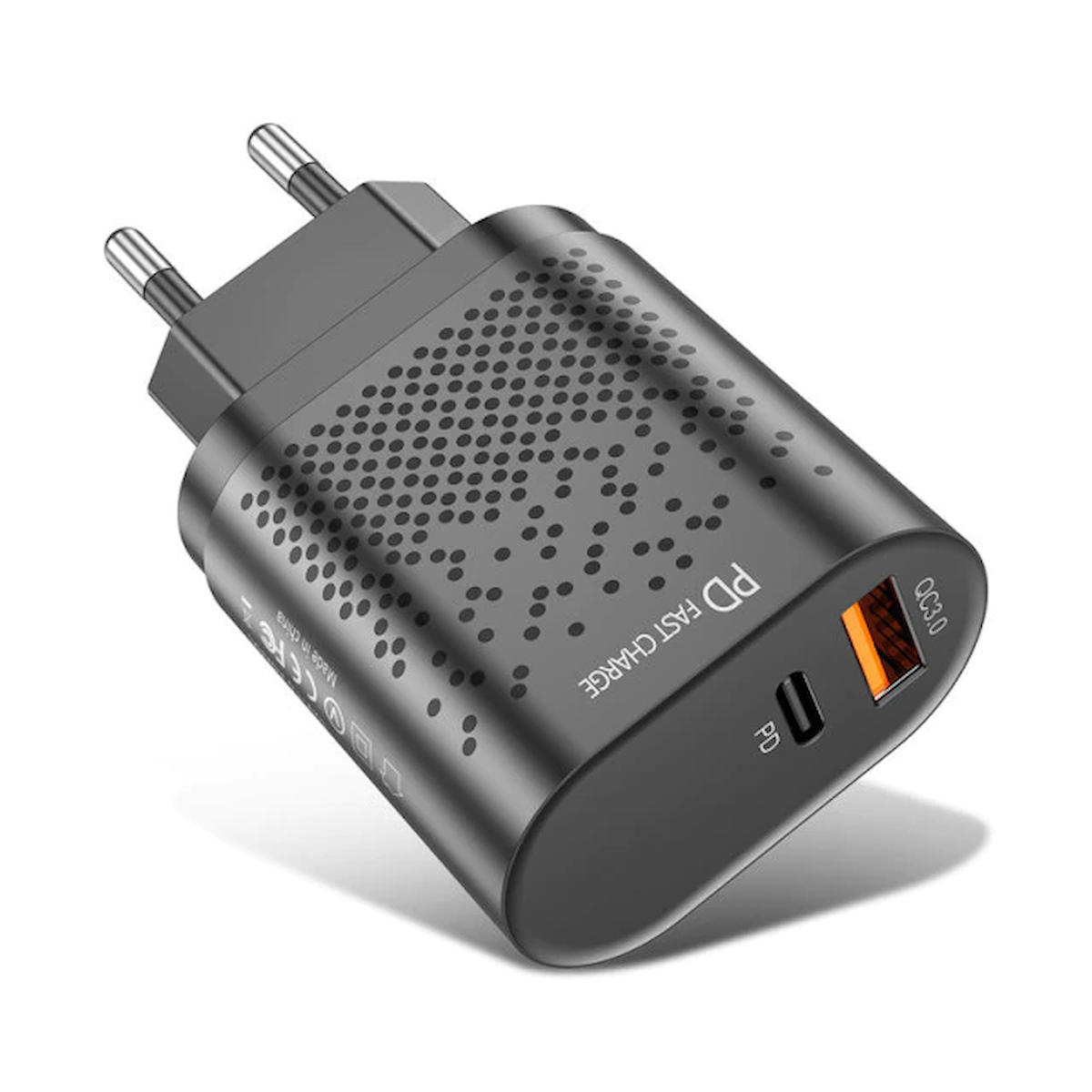 Zuidid Universal USB Kablolu 20 W 3 Amper Hızlı Şarj Aleti Siyah