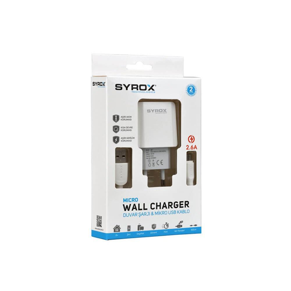 Syrox J47 Universal Micro USB Kablolu 5 W Hızlı Şarj Aleti Beyaz