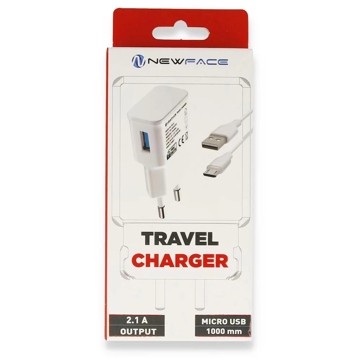 Newface NF-43 Universal Micro USB Kablolu 2.1 Amper Hızlı Şarj Aleti Beyaz