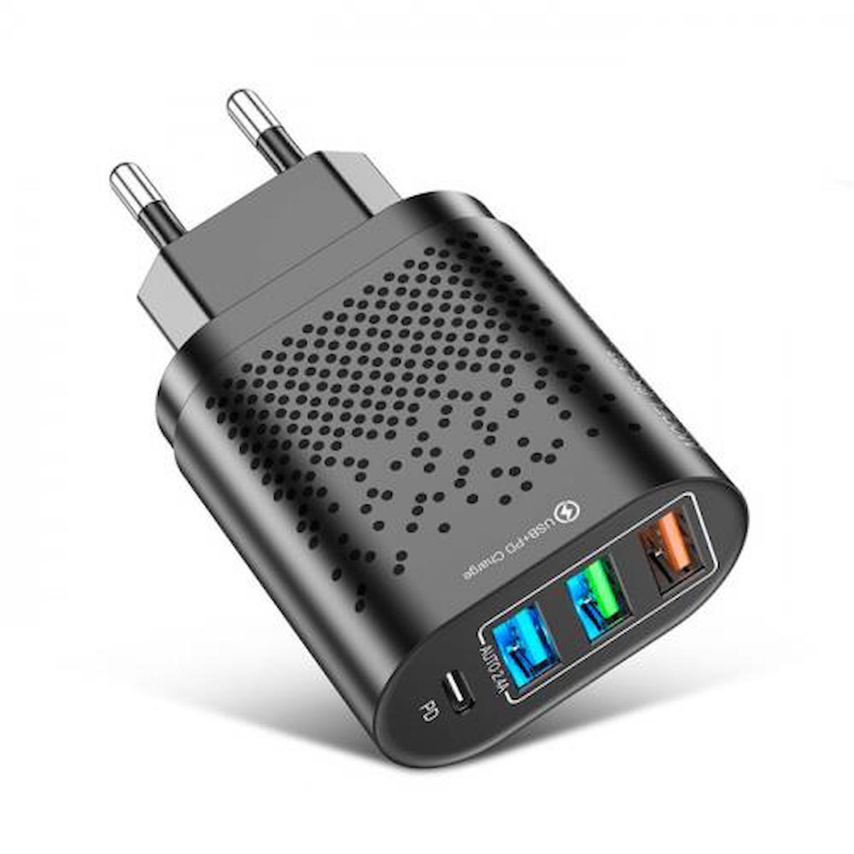 Coofbe Universal USB Kablolu 48 W Hızlı Şarj Aleti Siyah