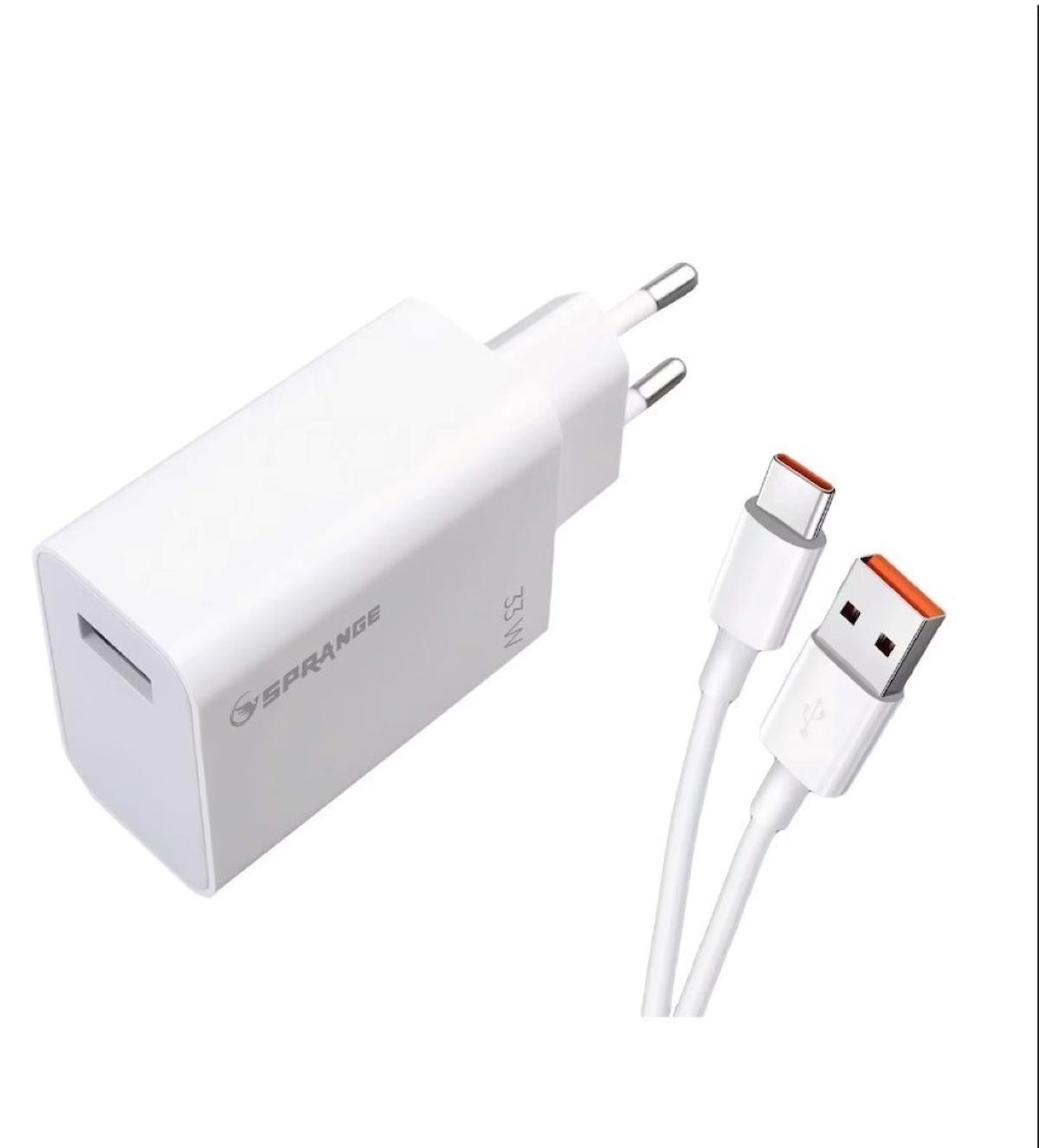 Sprange Xiaomi Type-C Kablolu 33 W 3 Amper Hızlı Şarj Aleti Beyaz