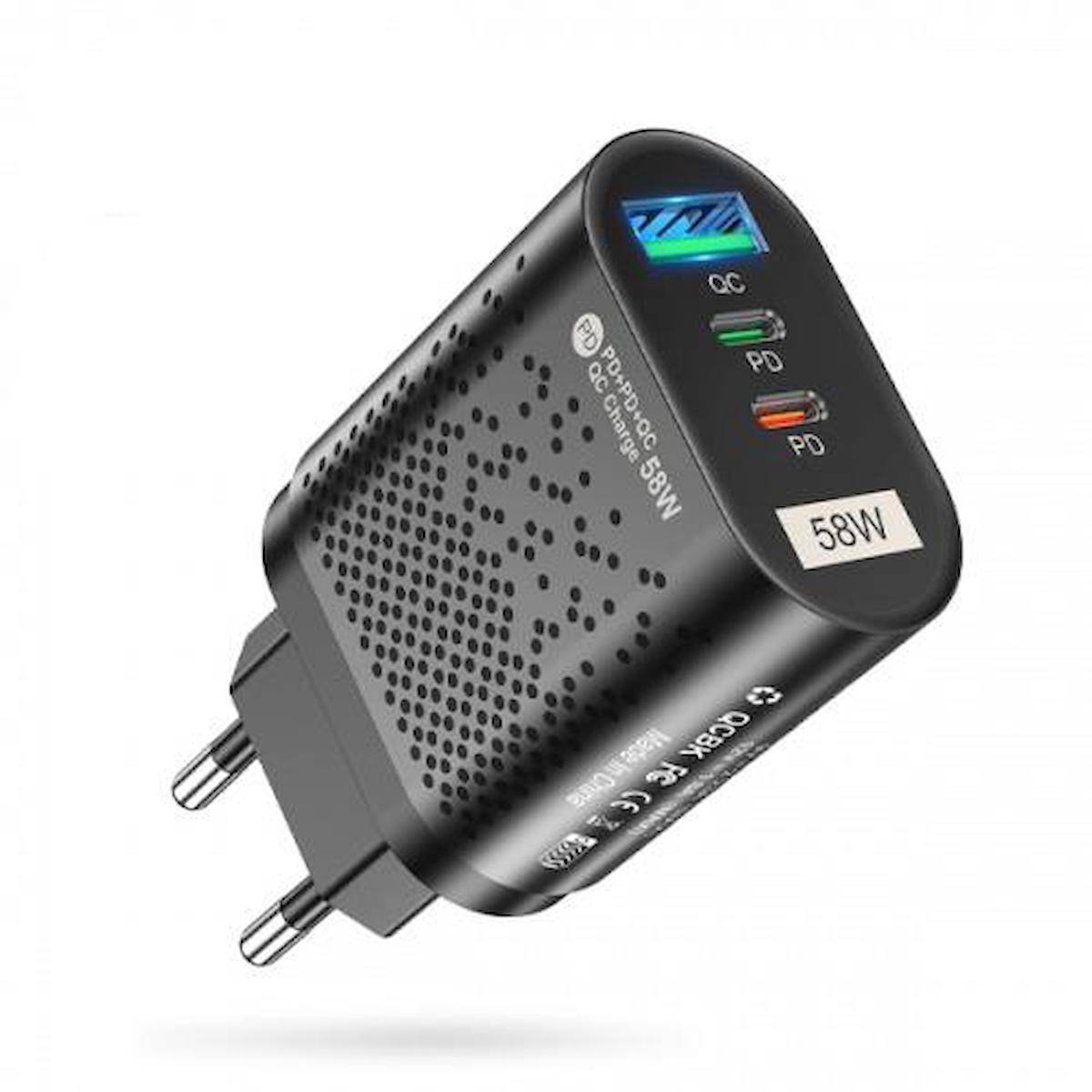 Polhammobile Universal USB Kablolu 58 W Hızlı Şarj Aleti Siyah