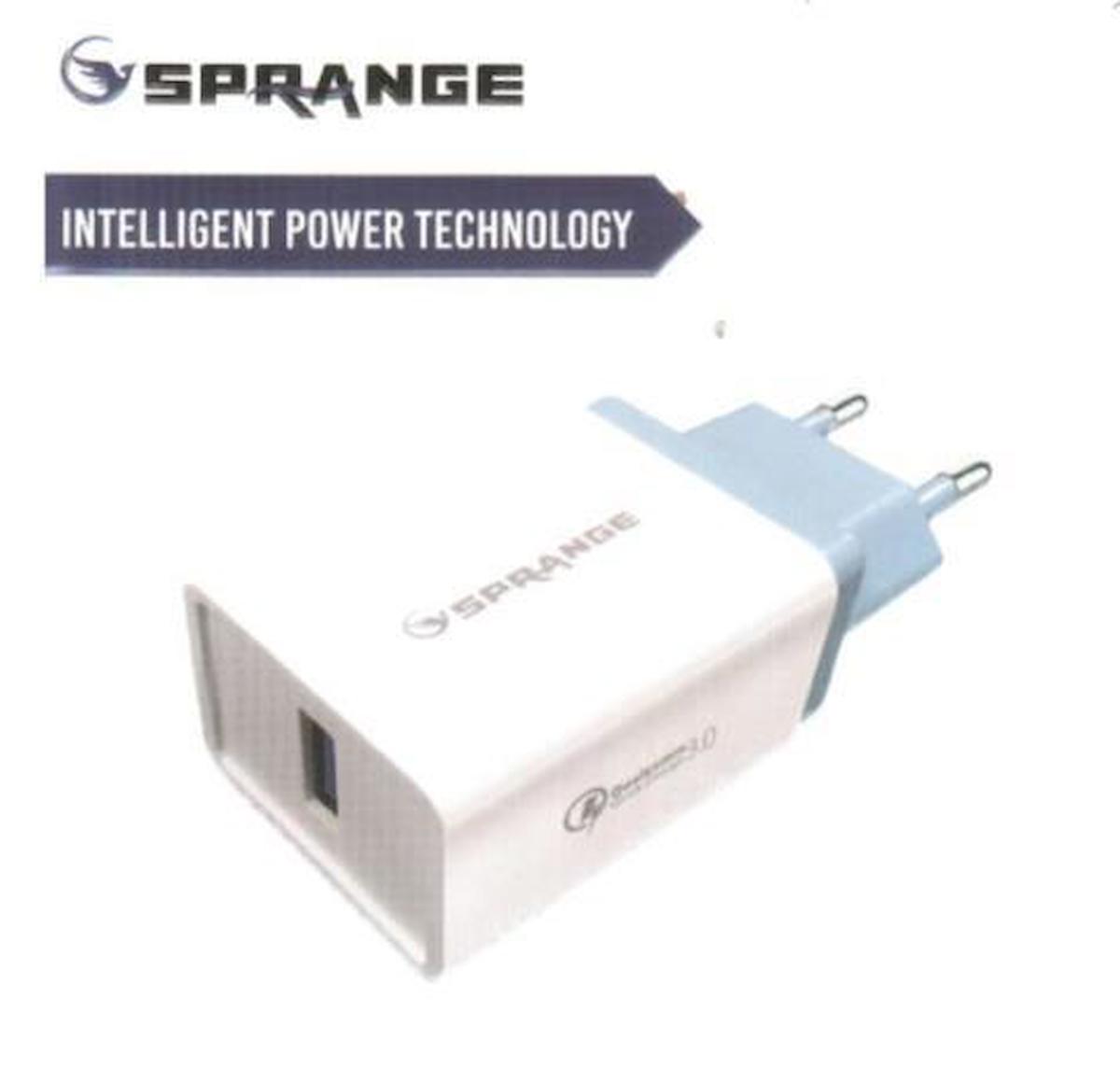 Sprange Q-30 Universal USB Kablolu 3 Amper Hızlı Şarj Aleti Beyaz
