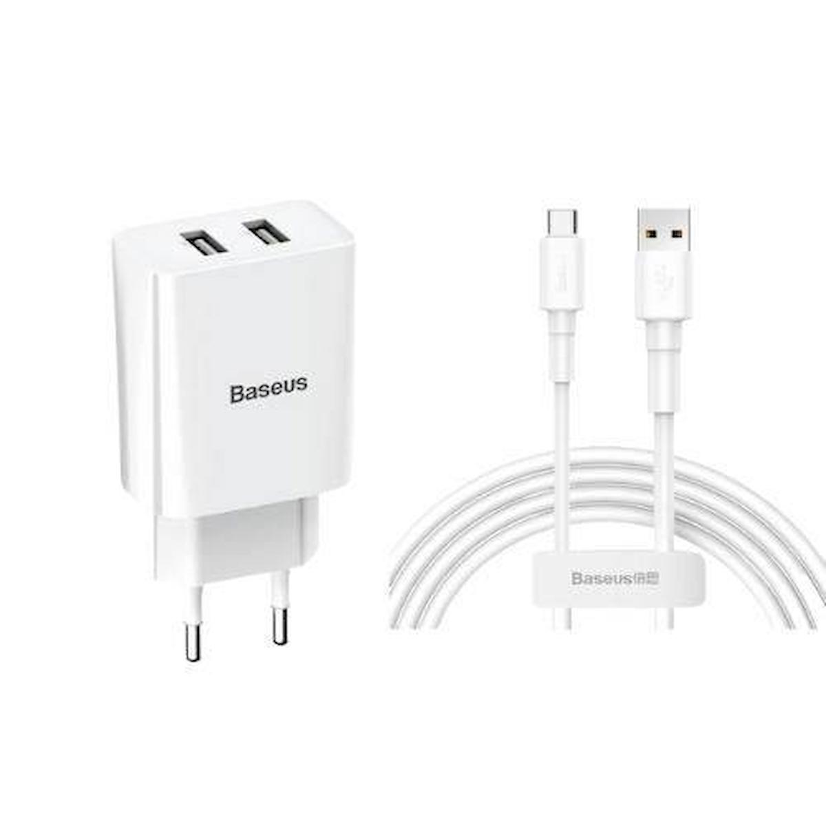 Baseus Speed Mini Xiaomi USB Kablolu Hızlı Şarj Aleti Beyaz