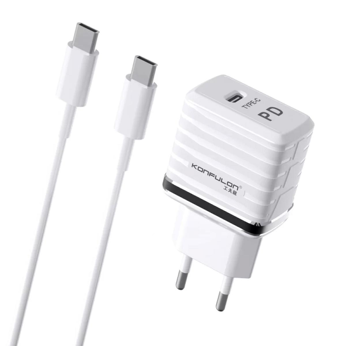 Konfulon C32D Universal Type-C Kablolu 20 W Hızlı Şarj Aleti Beyaz