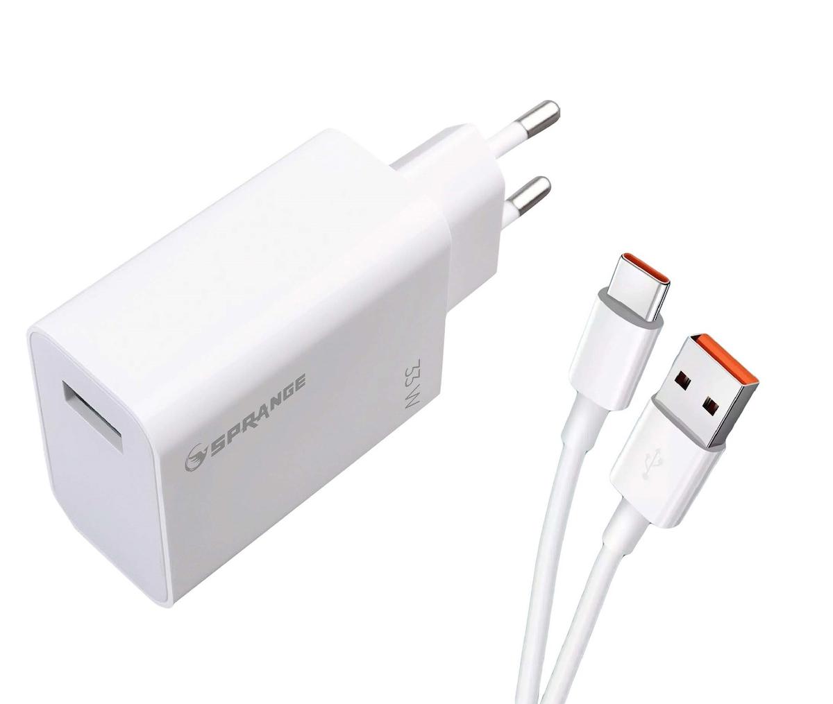 Sprange PTX33 Universal Type-C Kablolu 33 W Hızlı Şarj Aleti Beyaz