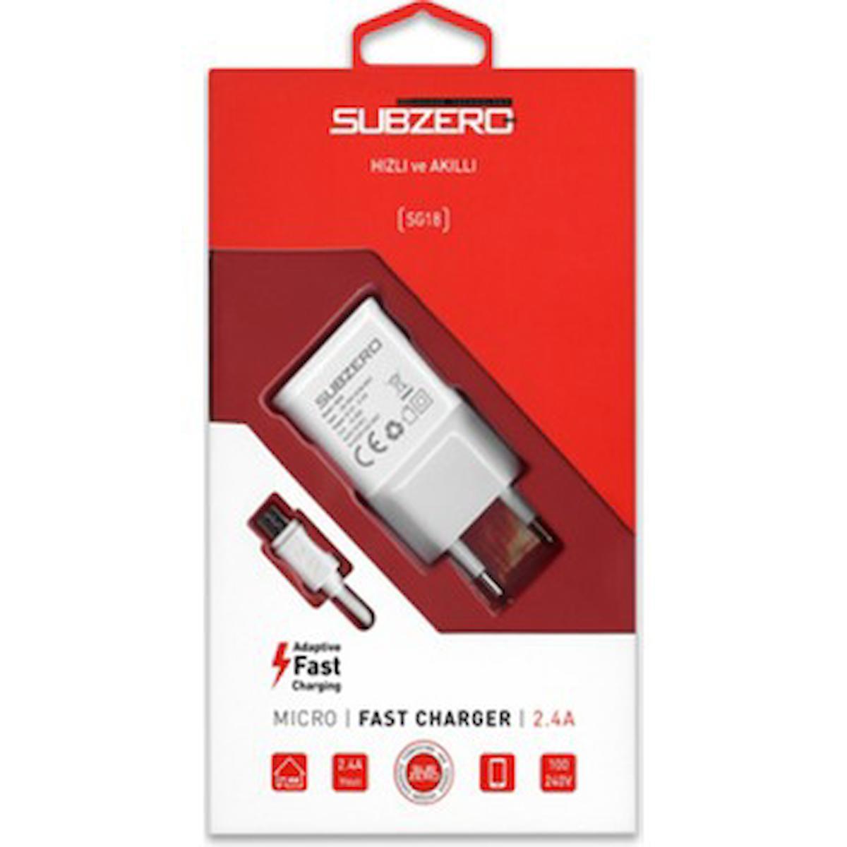 Subzero Universal Kablolu Hızlı Şarj Aleti Beyaz