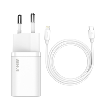 Baseus Super Si 1c iPhone Lightning - Type-C Kablolu 20 W Hızlı Şarj Aleti Beyaz