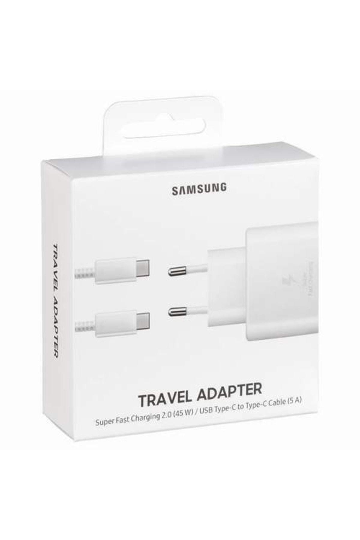 Dexover Samsung Type-C Kablolu 45 W 3 Amper Hızlı Şarj Aleti Beyaz