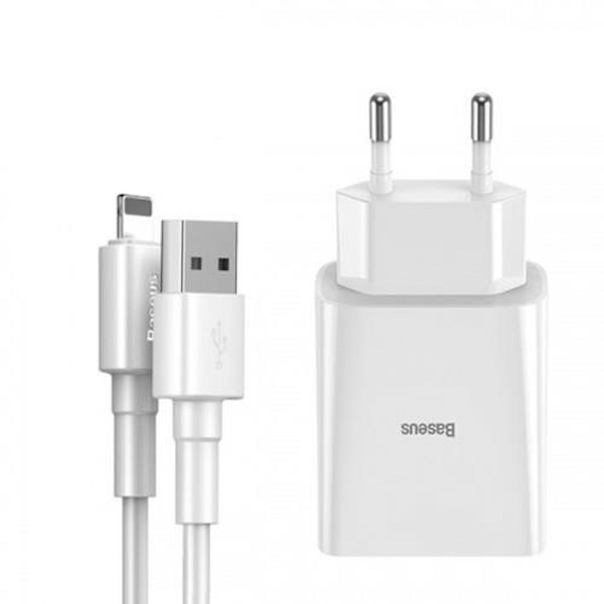 Baseus iPhone Lightning Kablolu 10.5 W Hızlı Şarj Aleti Beyaz