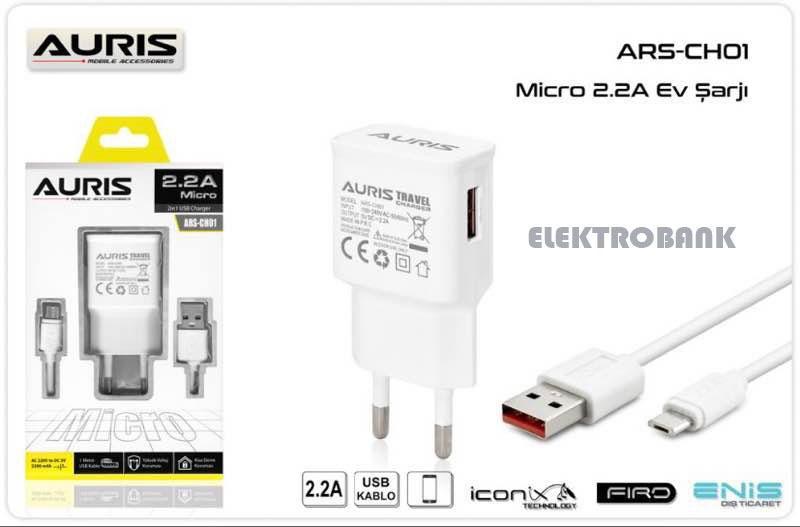 Auris ARS-CH01 Universal Kablolu Hızlı Şarj Aleti Beyaz
