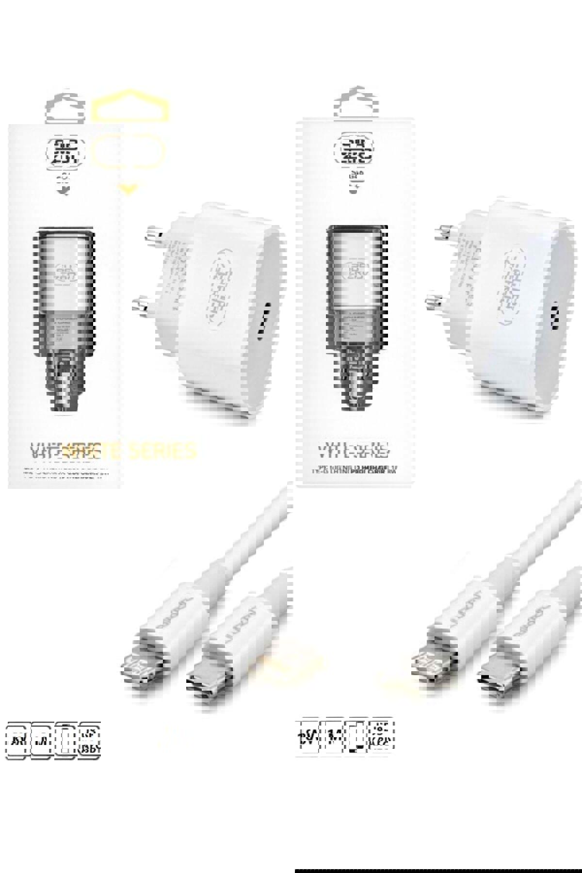 Subzero Sg46 iPhone Lightning - Type-C Kablolu 18 W Hızlı Şarj Aleti Beyaz