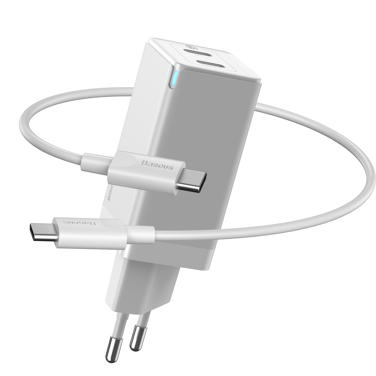 Baseus GaN2 Universal Type-C Kablolu 45 W Hızlı Şarj Aleti Beyaz