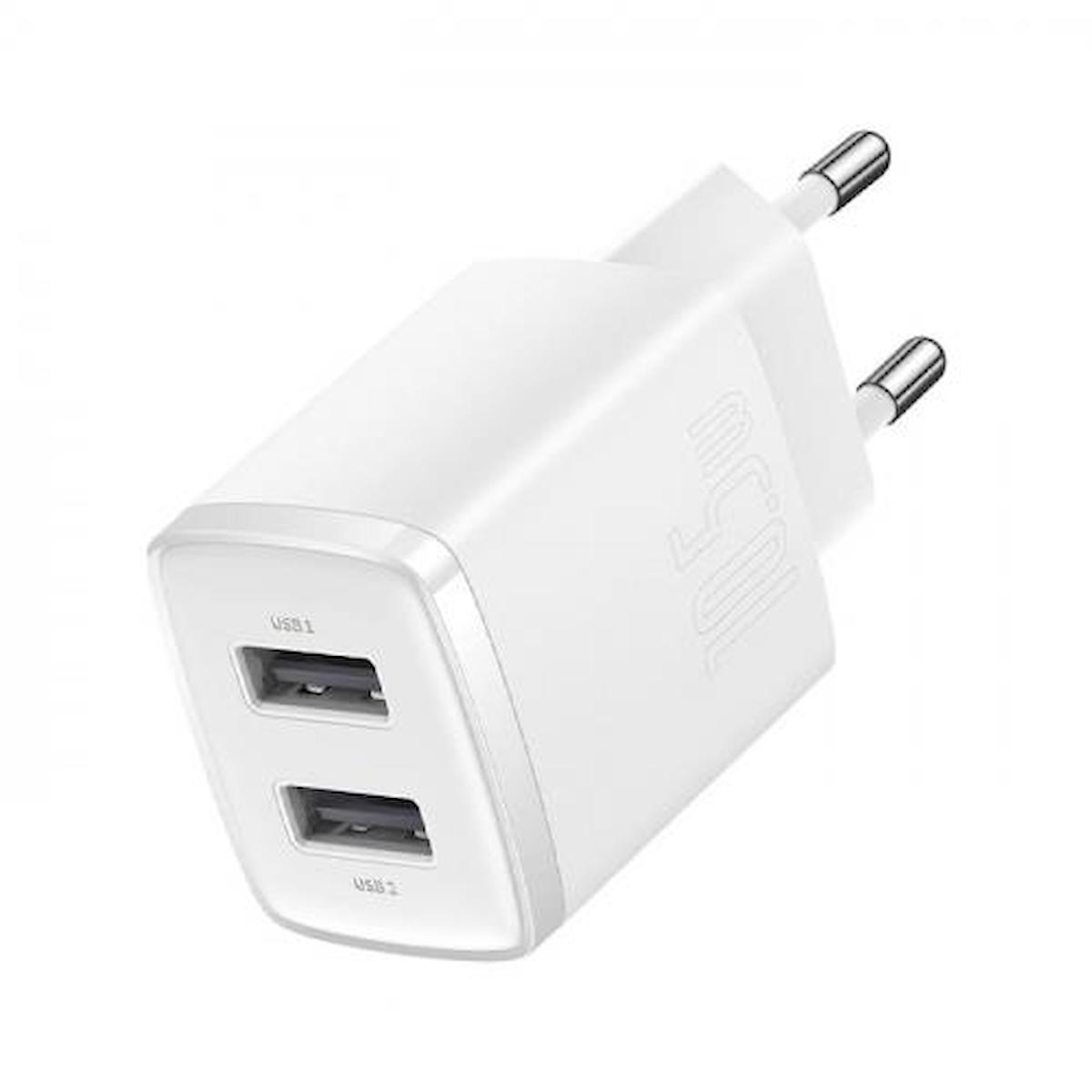 Baseus Universal USB Kablolu 10.5 W Hızlı Şarj Aleti Beyaz