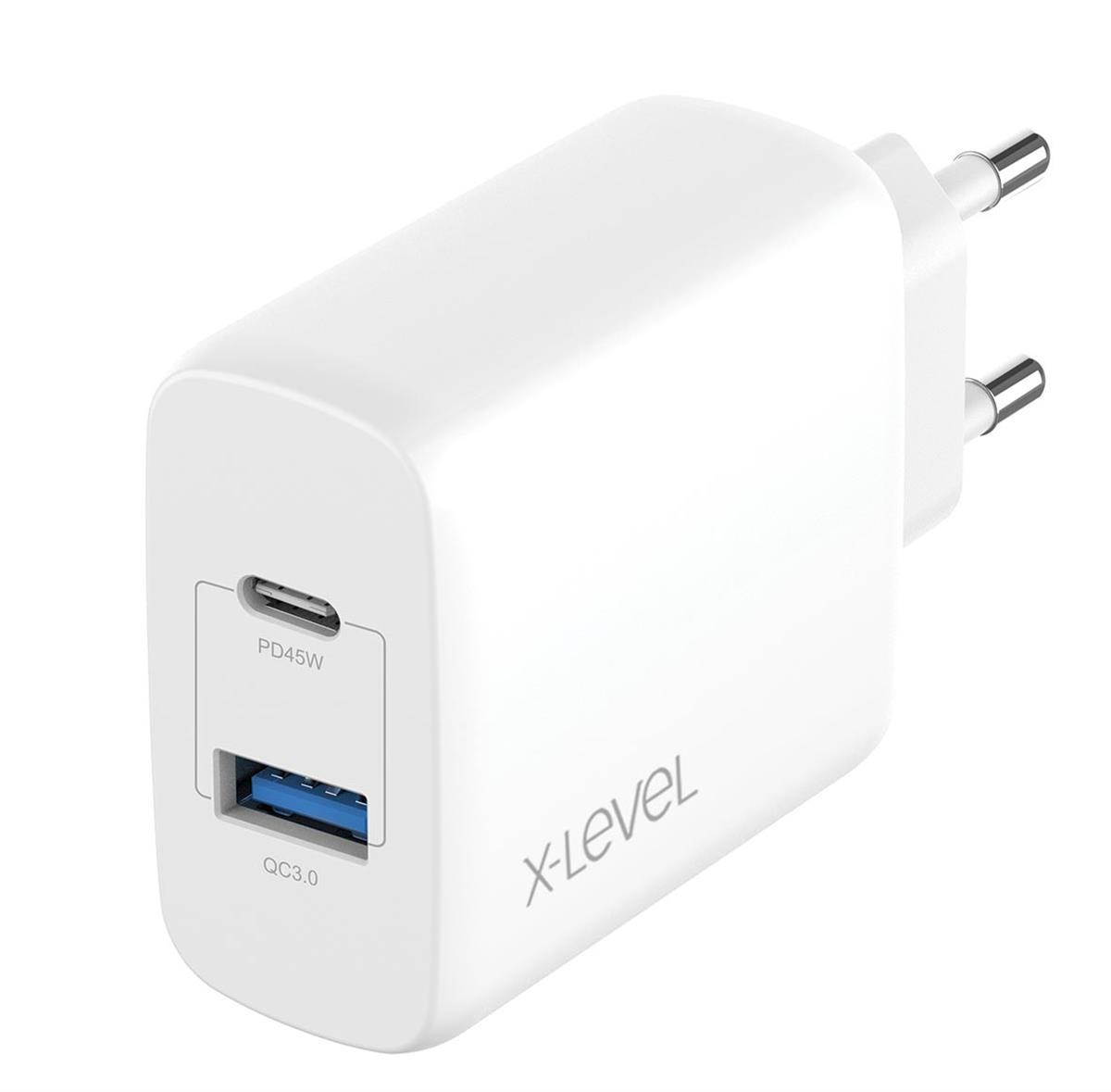 X-Level Universal Type-C Kablolu 45 W Hızlı Şarj Aleti Beyaz