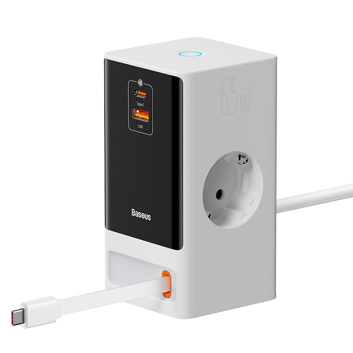 Baseus Universal Kablolu 65 W Hızlı Şarj Aleti Beyaz