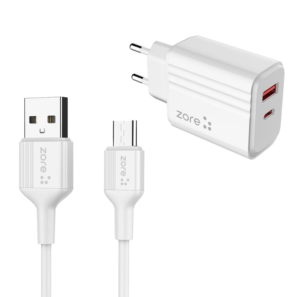 Zore PL3 Universal Micro USB Kablolu 20 W Hızlı Şarj Aleti Beyaz