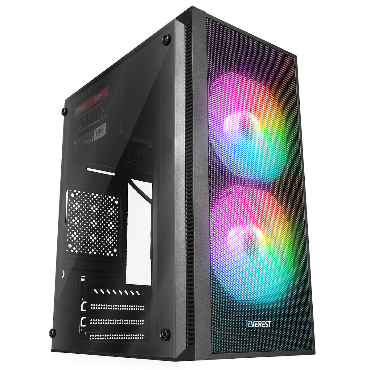 Everest Minion Mesh Peak RGB 2 Fanlı Siyah Dikey Kullanım ATX Oyuncu Bilgisayar Kasası