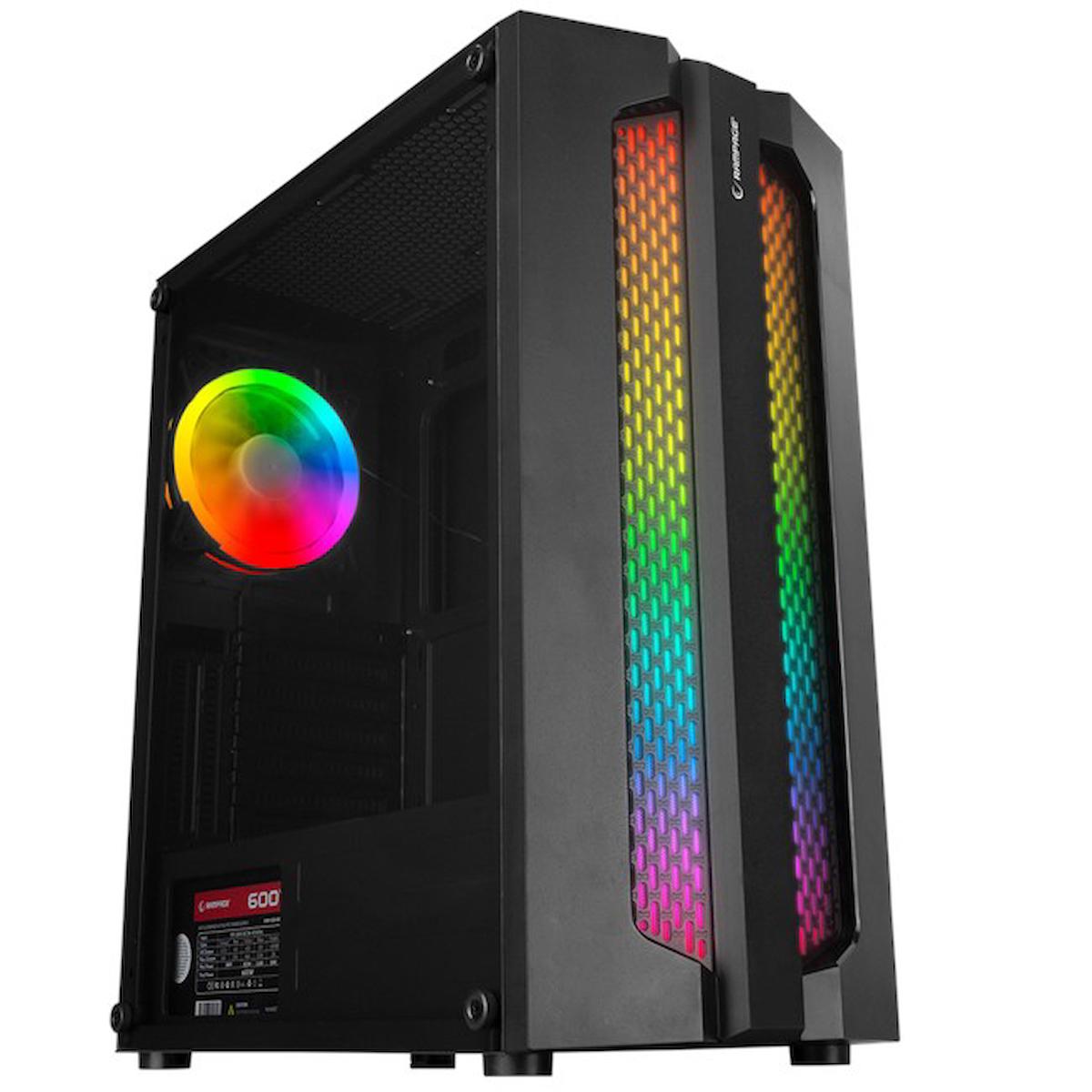 Everest RGB 1 Fanlı 600 W Siyah Dikey Kullanım ATX Bilgisayar Kasası
