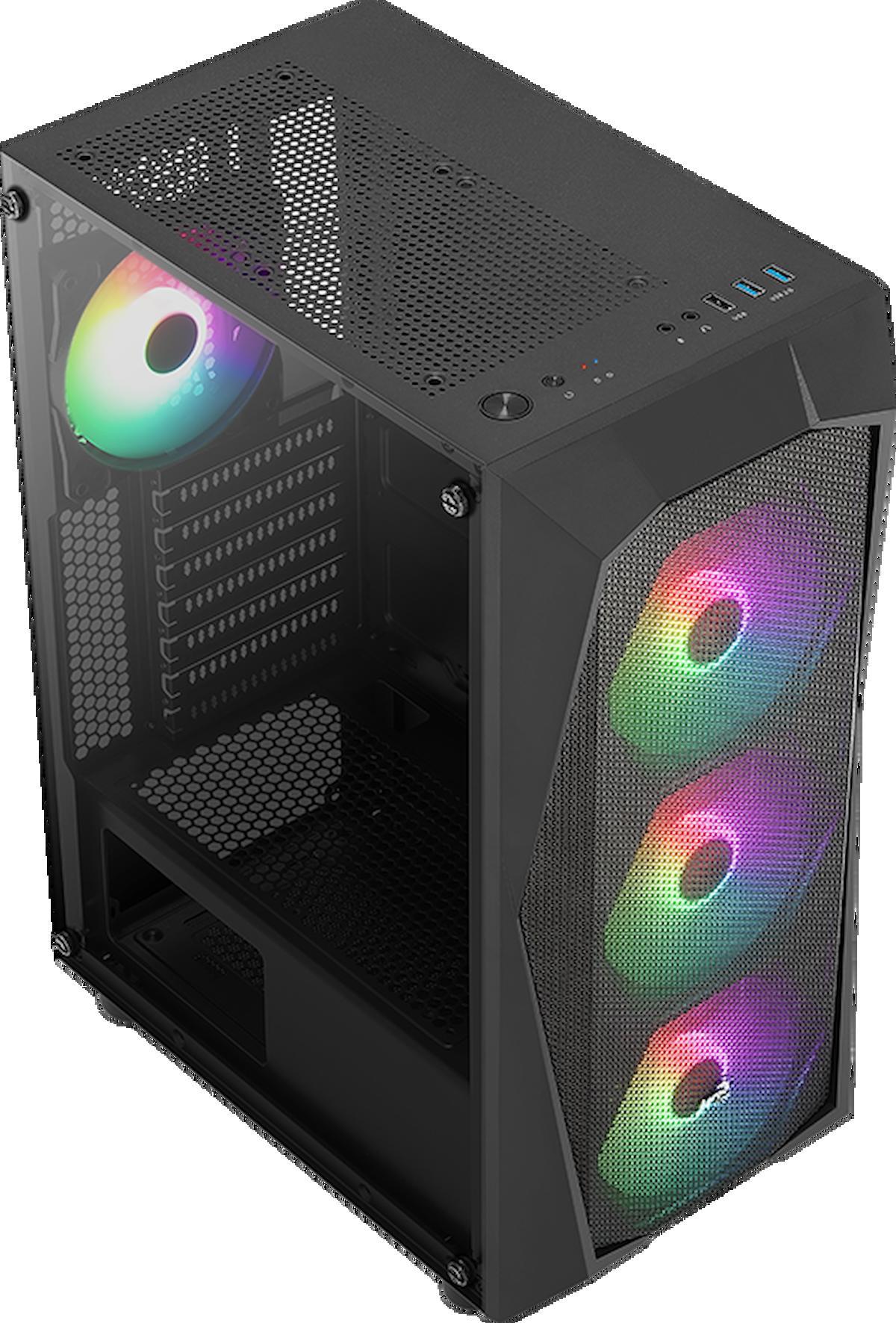 Aerocool AE-FLC-750 BR RGB Mesh 4 Fanlı Siyah Dikey Kullanım Micro ATX Bilgisayar Kasası