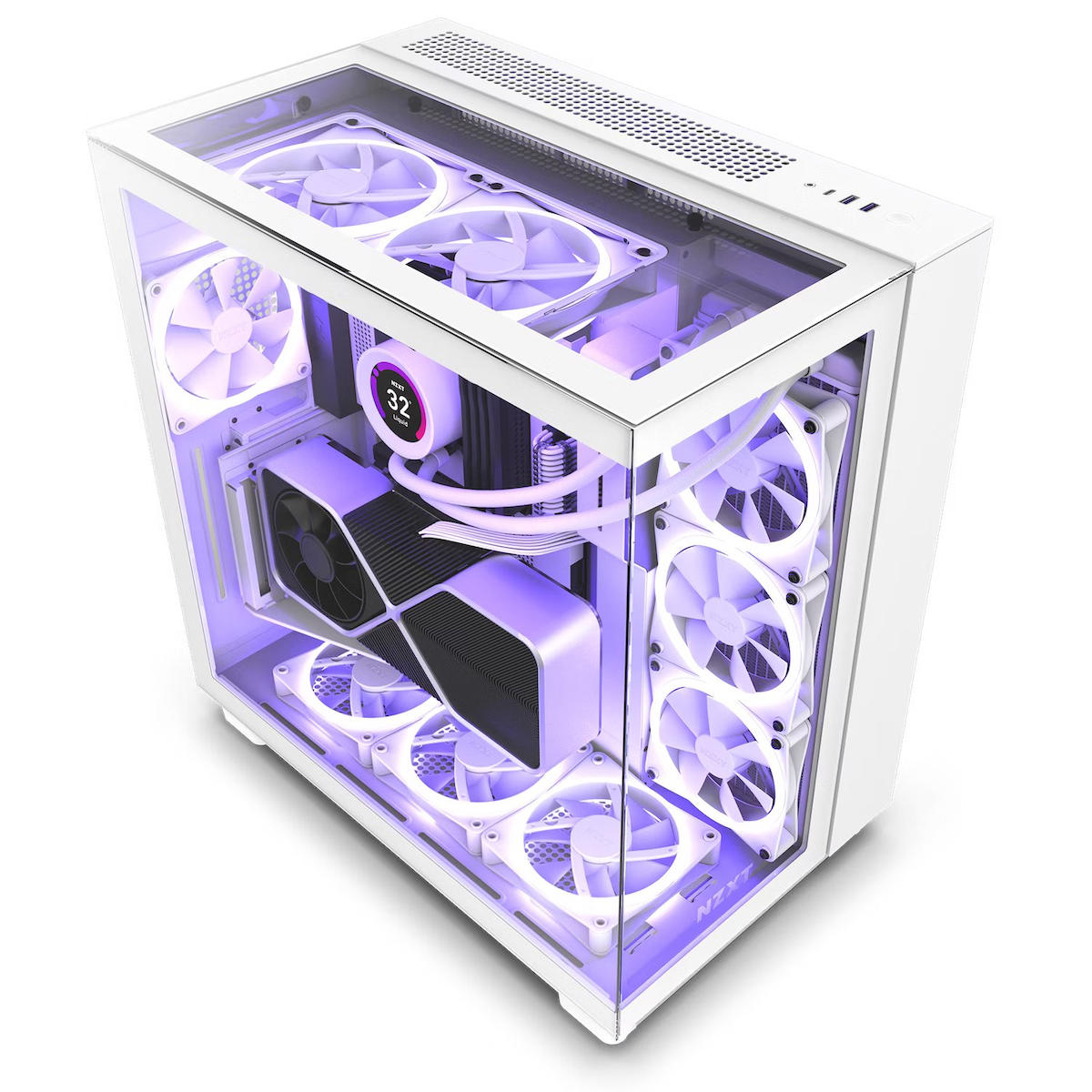 Nzxt H Series H9 Elite CM-H91EW-01 RGB 4 Fanlı Beyaz Dikey Kullanım ATX Oyuncu Bilgisayar Kasası