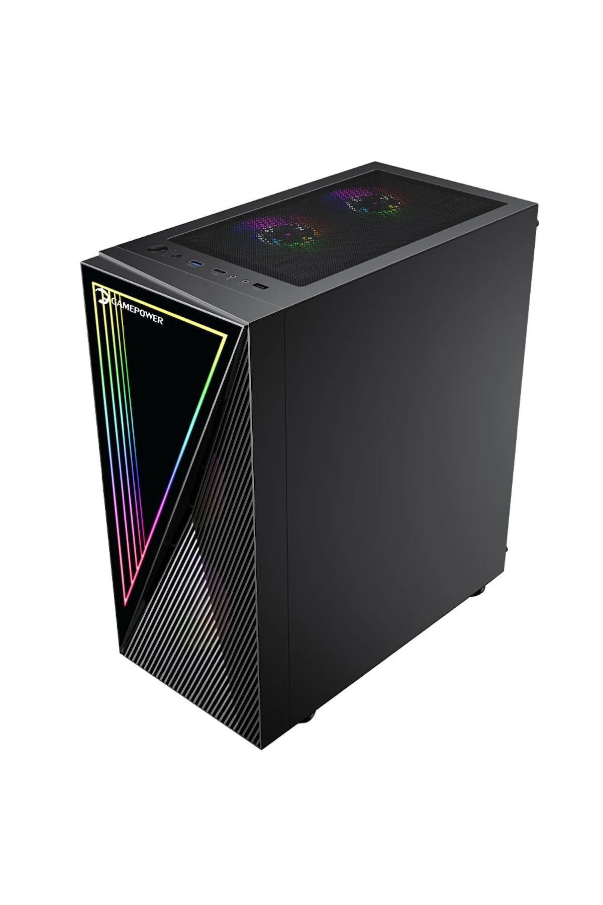 Gamepower Ravadin Atx 3 RGB Mesh 3 Fanlı Siyah Dikey Kullanım ATX Oyuncu Bilgisayar Kasası