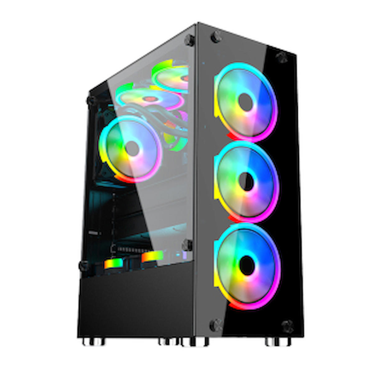 Gameforce Glass RGB Mesh 6 Fanlı Siyah Dikey Kullanım ATX Bilgisayar Kasası