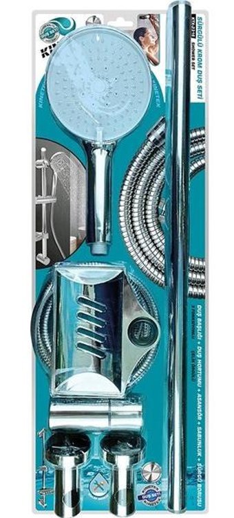 Go İthalat Krom - Vakumlu Lüks Sürgülü Duş Seti (5263) - Renkli