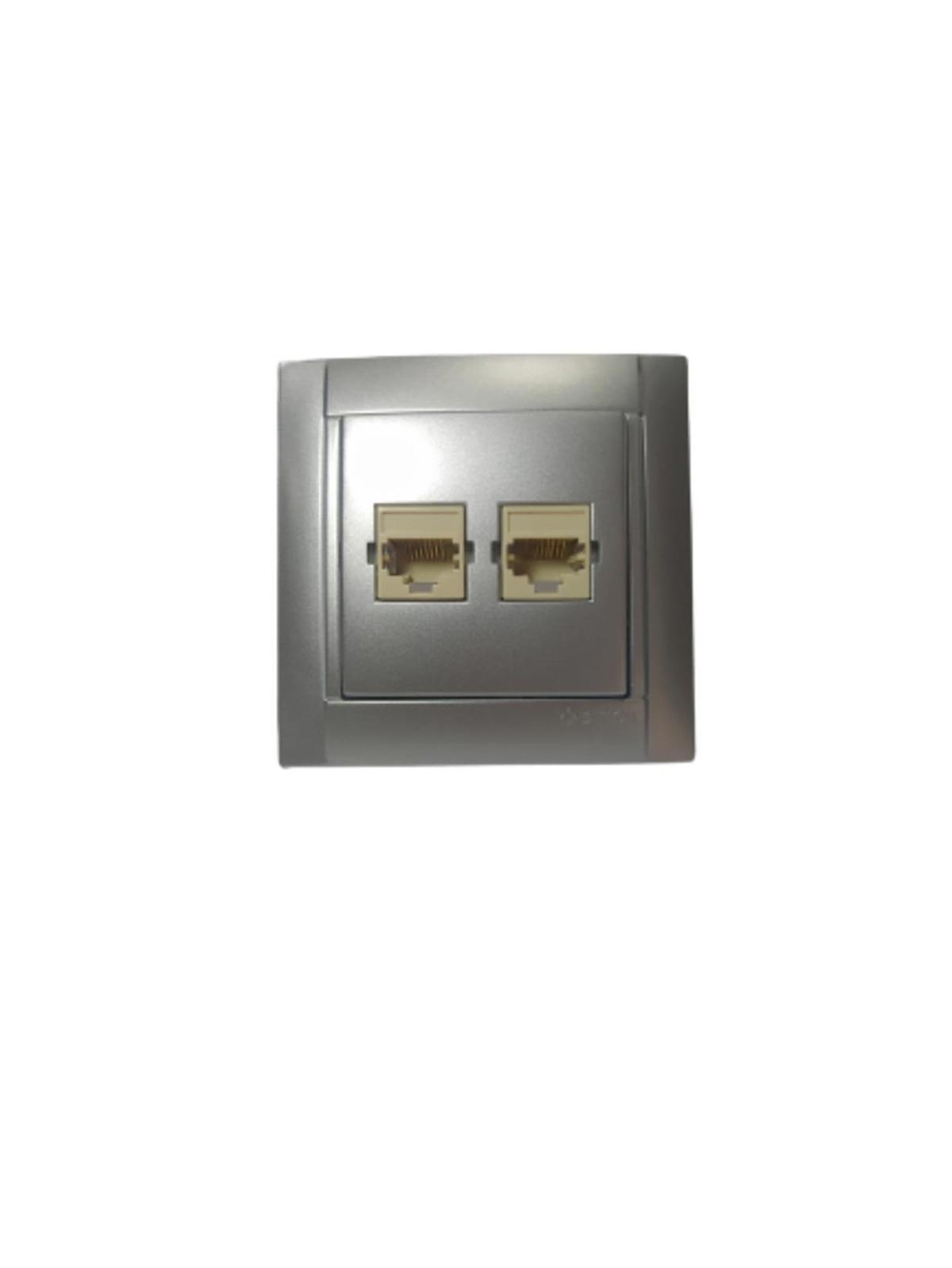 Simon 2XRJ45 Çerçeveli İç Mekan Tekli Priz Gri