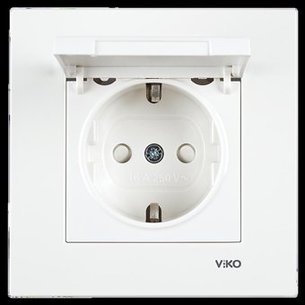 Viko Karre Çerçeveli Kapaklı Topraklı İç Mekan Tekli Elektrik Prizi Beyaz