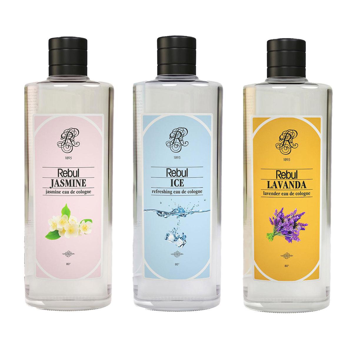 Rebul Ice - Jasmine - Lavanta Cam Şişe Kolonya 250 ml 3'lü