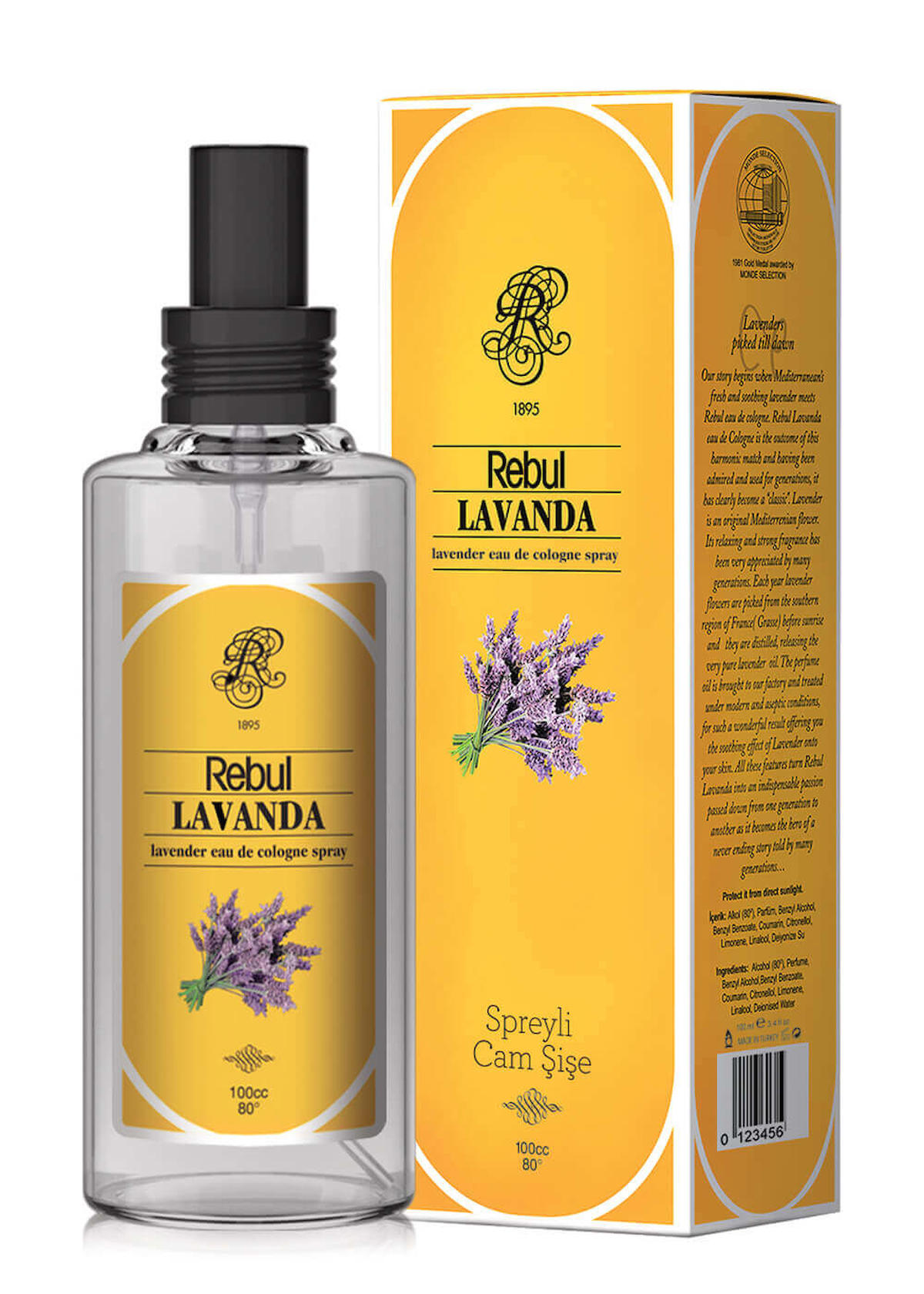 Rebul Lavanta Sprey Cam Şişe Kolonya 100 ml 4'lü