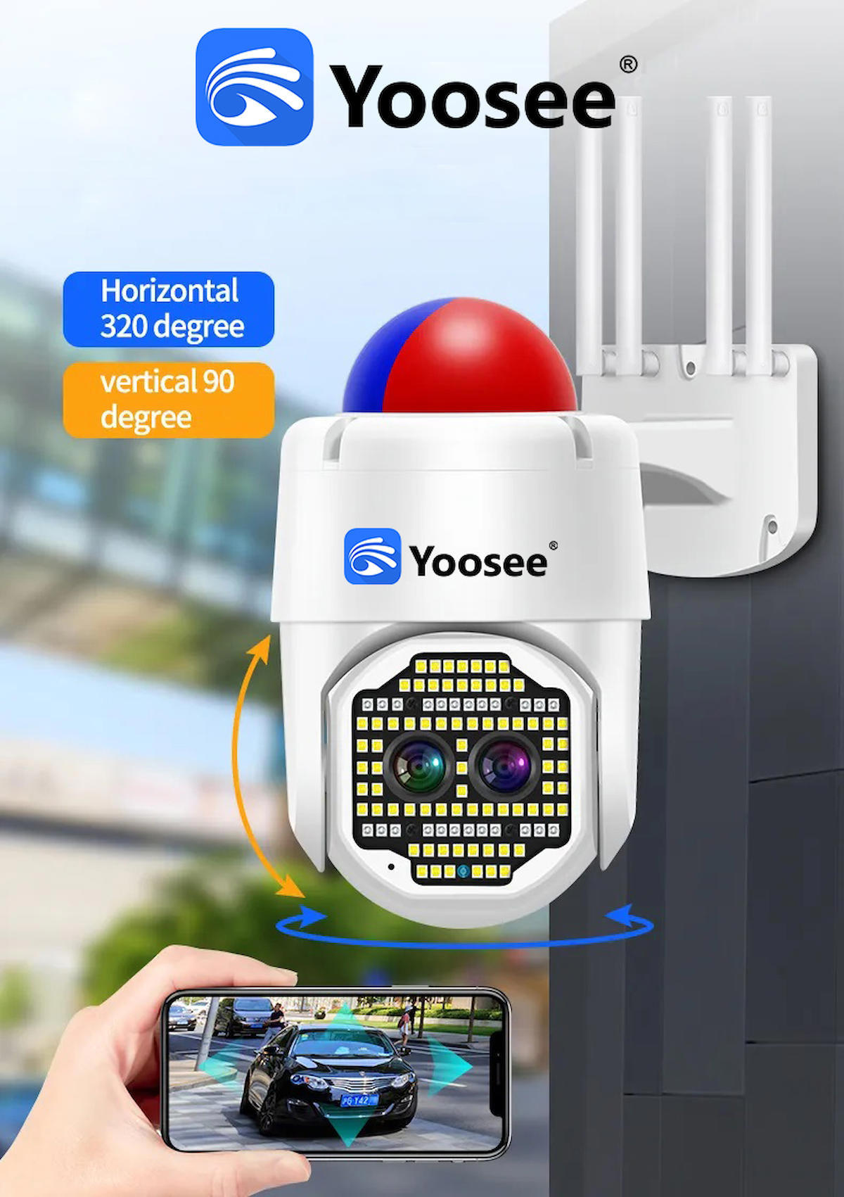 Yoosee Ethernet Mini 1 Kameralı 360 Derece Dönen Gece Görüşlü IP Dış Mekan Kablosuz Güvenlik Kamerası