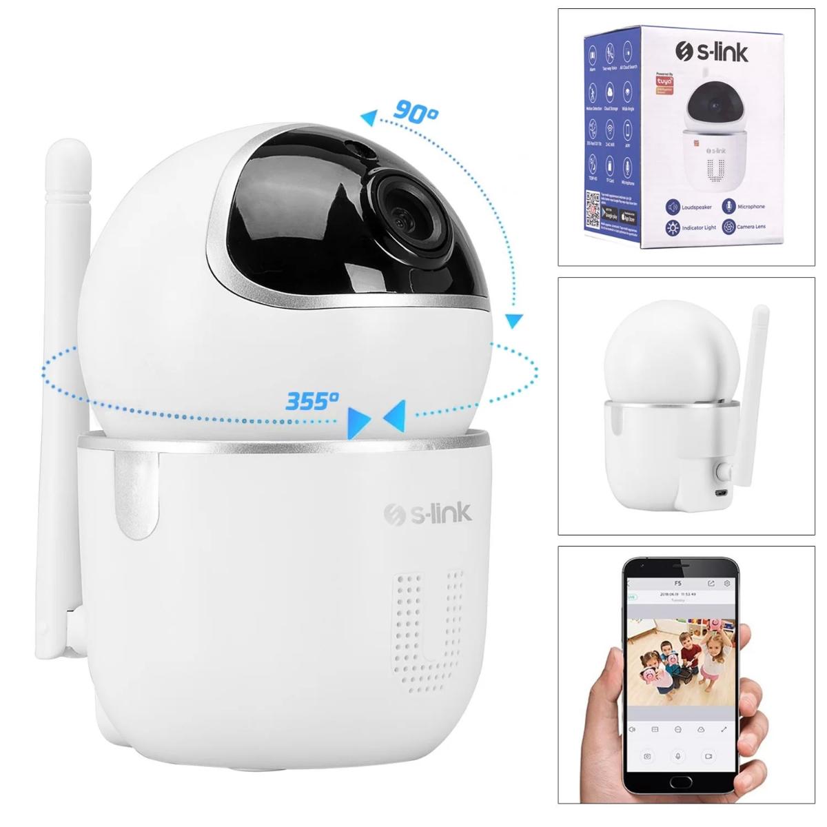 Slink SL-EG15 Ethernet Mini 1 Kameralı 360 Derece Dönen Gece Görüşlü İç Mekan Kablosuz Güvenlik Kamerası