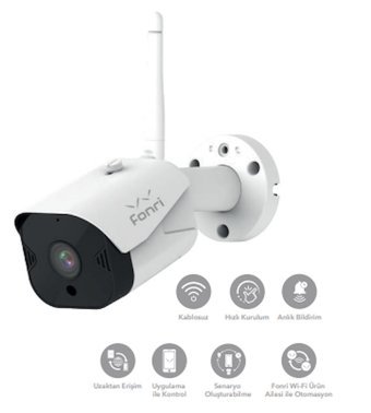 Fonri Tv-6024h-2mp Ethernet 1 Kameralı 360 Derece Dönen Gece Görüşlü Dış Mekan Kablosuz Güvenlik Kamerası